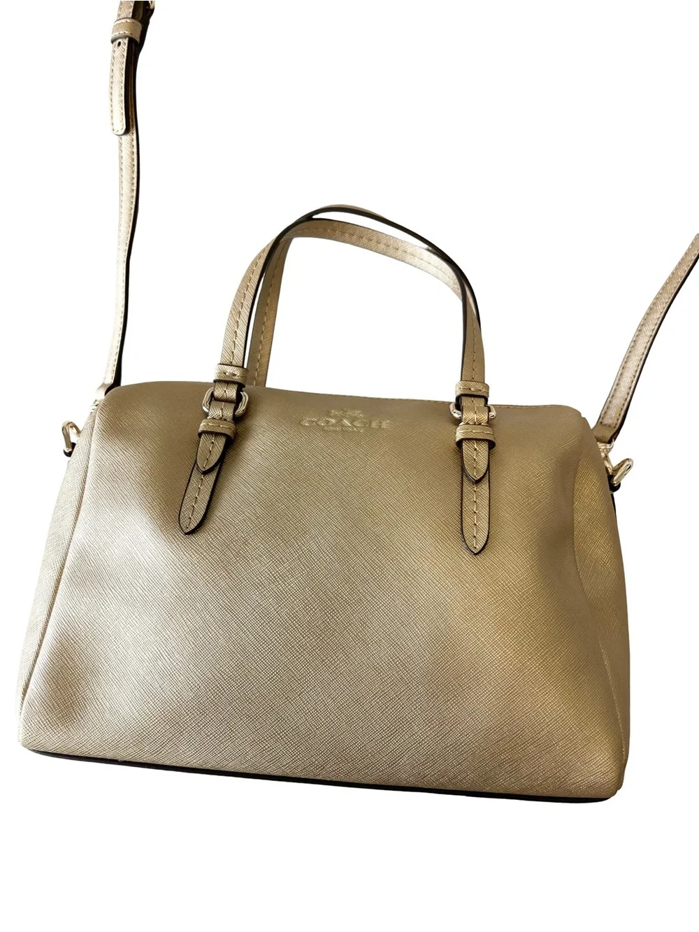 Coach gold leather crossbody bag NWOT Neutral Small purse Luxury bag Duffel